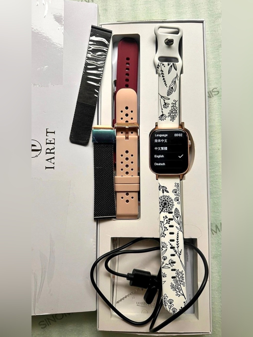 IARET Smart Watch for Women with 4 Bands in Black & White